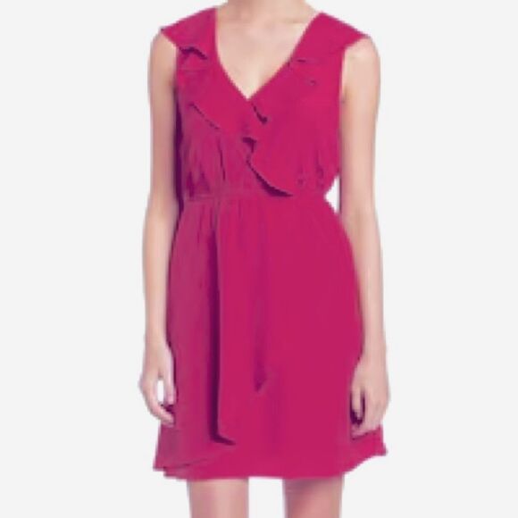 BCBG Generation NWT Ruffle Wrap Cocktail Dress Pink Size M Feminine Fairy Retro - Picture 3 of 11